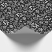 Black And Gray Retro Floral Art Seamless Pattern Geschenkpapier (Ecke)