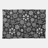 Black And Gray Retro Floral Art Seamless Pattern Geschirrtuch (Horizontal)