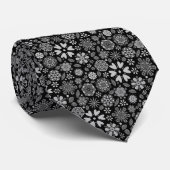 Black And Gray Retro Floral Art Seamless Pattern Krawatte (Gerollt)