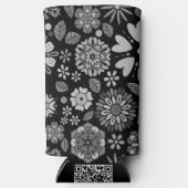 Black And Gray Retro Floral Art Seamless Pattern Selters Dosenkühler (Vorderseite)