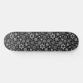Black And Gray Retro Floral Art Seamless Pattern Skateboard (Horizontal)