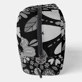 Black And Gray Retro Floral Art Seamless Pattern  Waschbeutel (Rechts)