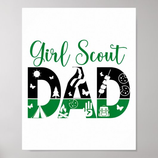 Black And Green Dad Scout For Girls Cookie Camping Poster (Vorne)