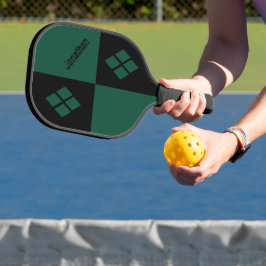 Black and Green Diamonds | Custom Modern Geometric Pickleball Schläger