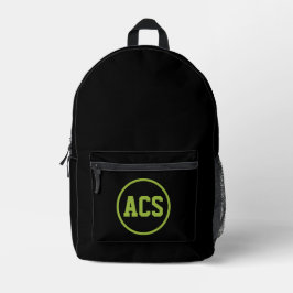 Black and Green School Colors and Letters Bedruckter Rucksack