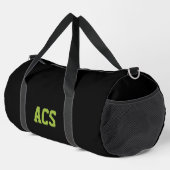 Black and Green School Colors with Letters Duffle Bag (Rechte Ecke)