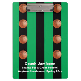 Black and Green Strip, Basketballtrainer, Name, Klemmbrett