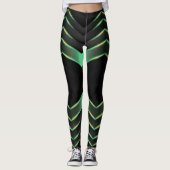Black and green zigzag/chevron design leggings (Vorderseite)