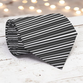 Black and Grey Color Stripes Necktie Krawatte