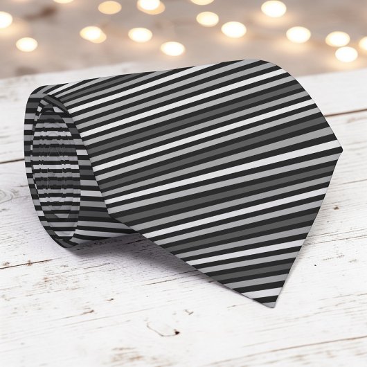 Black and Grey Color Stripes Necktie Krawatte