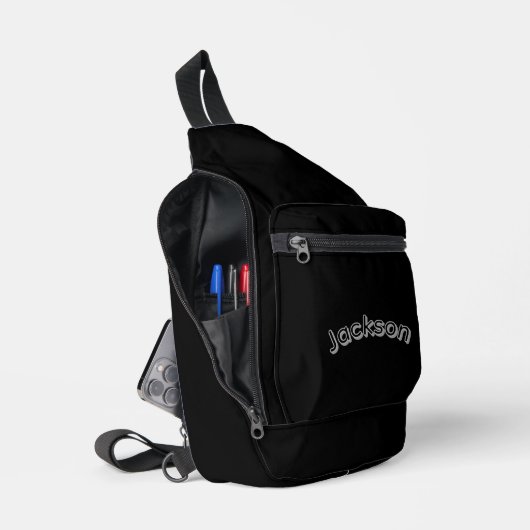 Black And Grey Jackson Name, Crossbody Bag (Offen)