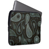 Black and Grey Paisley Pattern Personalised Laptopschutzhülle (Vorne Rechts)