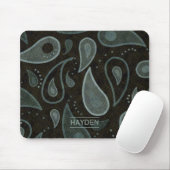 Black and Grey Paisley Pattern Personalised Mousepad (Mit Mouse)