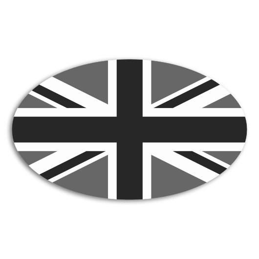 Black and Grey Union Jack Ovaler Aufkleber