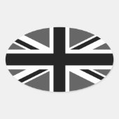 Black and Grey Union Jack Ovaler Aufkleber (Vorderseite)
