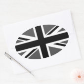Black and Grey Union Jack Ovaler Aufkleber (Umschlag)