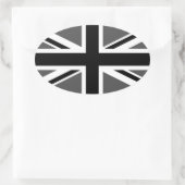 Black and Grey Union Jack Ovaler Aufkleber (Tasche)