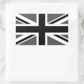 Black and Grey Union Jack Rechteckiger Aufkleber (Tasche)