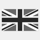Black and Grey Union Jack Rechteckiger Aufkleber (Vorderseite)