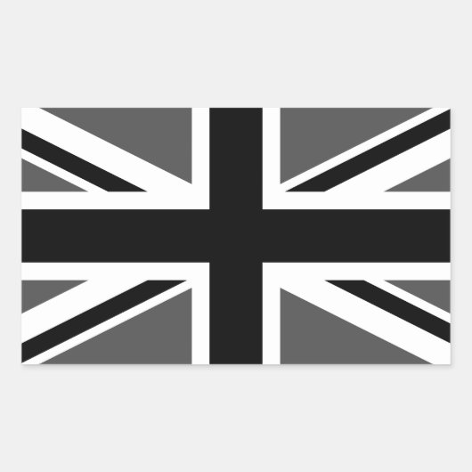 Black and Grey Union Jack Rechteckiger Aufkleber (Vorderseite)