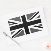Black and Grey Union Jack Rechteckiger Aufkleber (Umschlag)