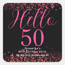Black and Hot Pink Faux Glitter 50th Birthday