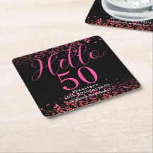 Black and Hot Pink Faux Glitter 50th Birthday