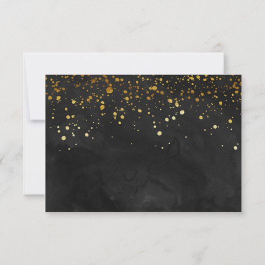 Black and Imitate Gold Glitzer RSVP Karte (Rückseite)