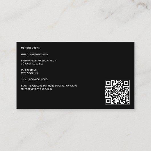 Black and Imitats Gold Scanner Business Card Visitenkarte (Rückseite)