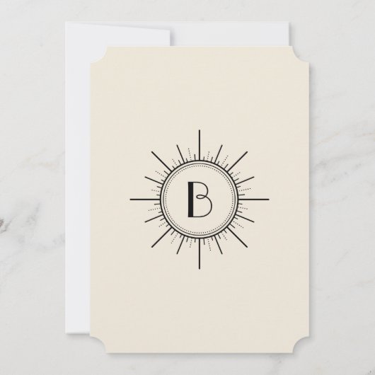 Black and Ivory Art Deco Monogram Save the Date (Rückseite)