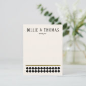 Black and Ivory Checkerboard Art Deco Wedding Dankeskarte (Stehend Vorderseite)