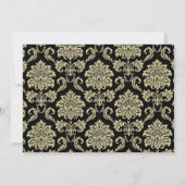 Black and Ivory Damask Einladung (Rückseite)