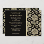 Black and Ivory Damask Einladung (Vorne/Hinten)