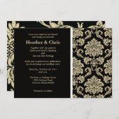 Black and Ivory Damask Einladung (Vorne/Hinten)