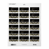 Black and Ivory Damask Wedding Address Labels Adressaufkleber (Vorne)