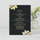 Black and Ivory Damask Wedding Card Cust Einladung (Stehend Vorderseite)
