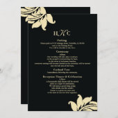 Black and Ivory Damask Wedding Card Cust Einladung (Vorne/Hinten)
