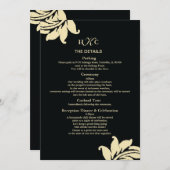 Black and Ivory Damask Wedding Card Cust Einladung (Vorne/Hinten)