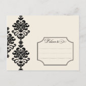Black and Ivory Elegant Damask Save the Date Ankündigungspostkarte (Rückseite)