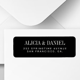 Black and ivory elegant wedding return address