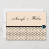 Black and Ivory Modern Damask Hochzeit Einladung (Rückseite)