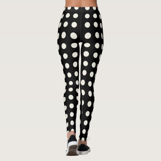 Black and Ivory Polka Dots Leggings (Rückseite)