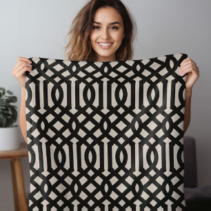 Black and Ivory Trellis Modernes Bauernhaus Fleecedecke