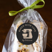 Black And Kraft Beige Custom Baked With Love  Runder Aufkleber