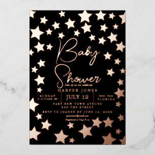 Black and Kupfer Stern Baby Dusche laden Sie zum V Folieneinladung