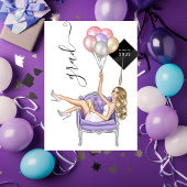 Black and Lila Blonde Balloon Girl Abschluss Einladung