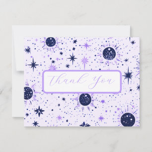Black and Lila Celestial Wedding Danke Card