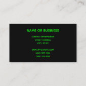 Black and Lime Green Bicycle Visitenkarte (Rückseite)