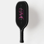 Black and Magenta Signature Name Curly Monogram Pickleball Schläger (Links)