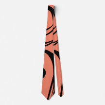 Black and Mediterranean Peach Business Neck Tie